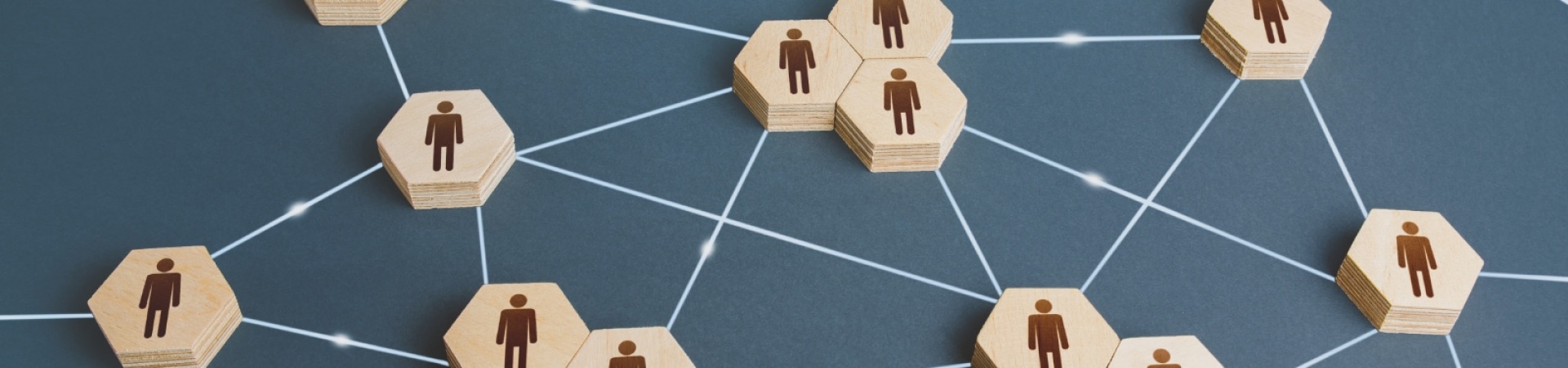 a group of wooden hexagons with a person symbol on them