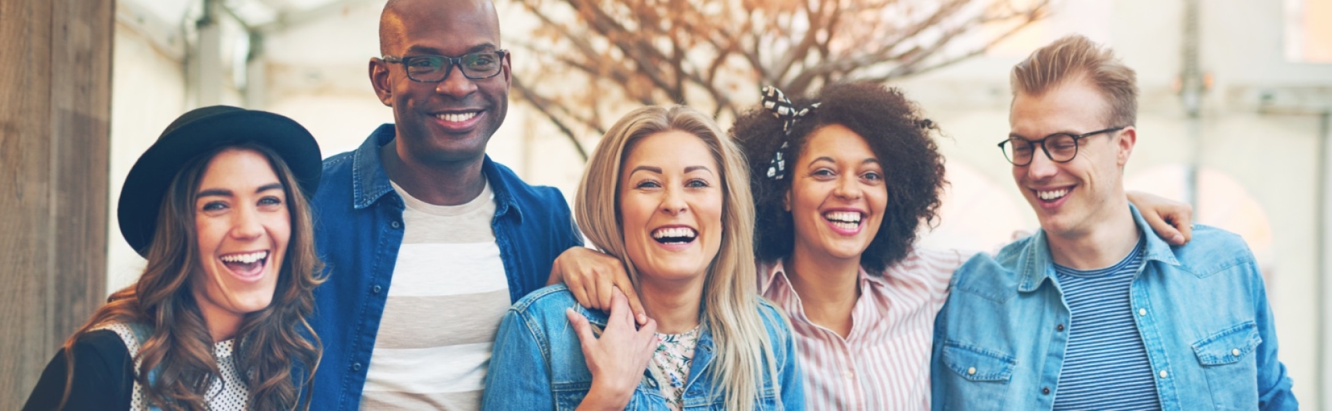 a group of people smiling